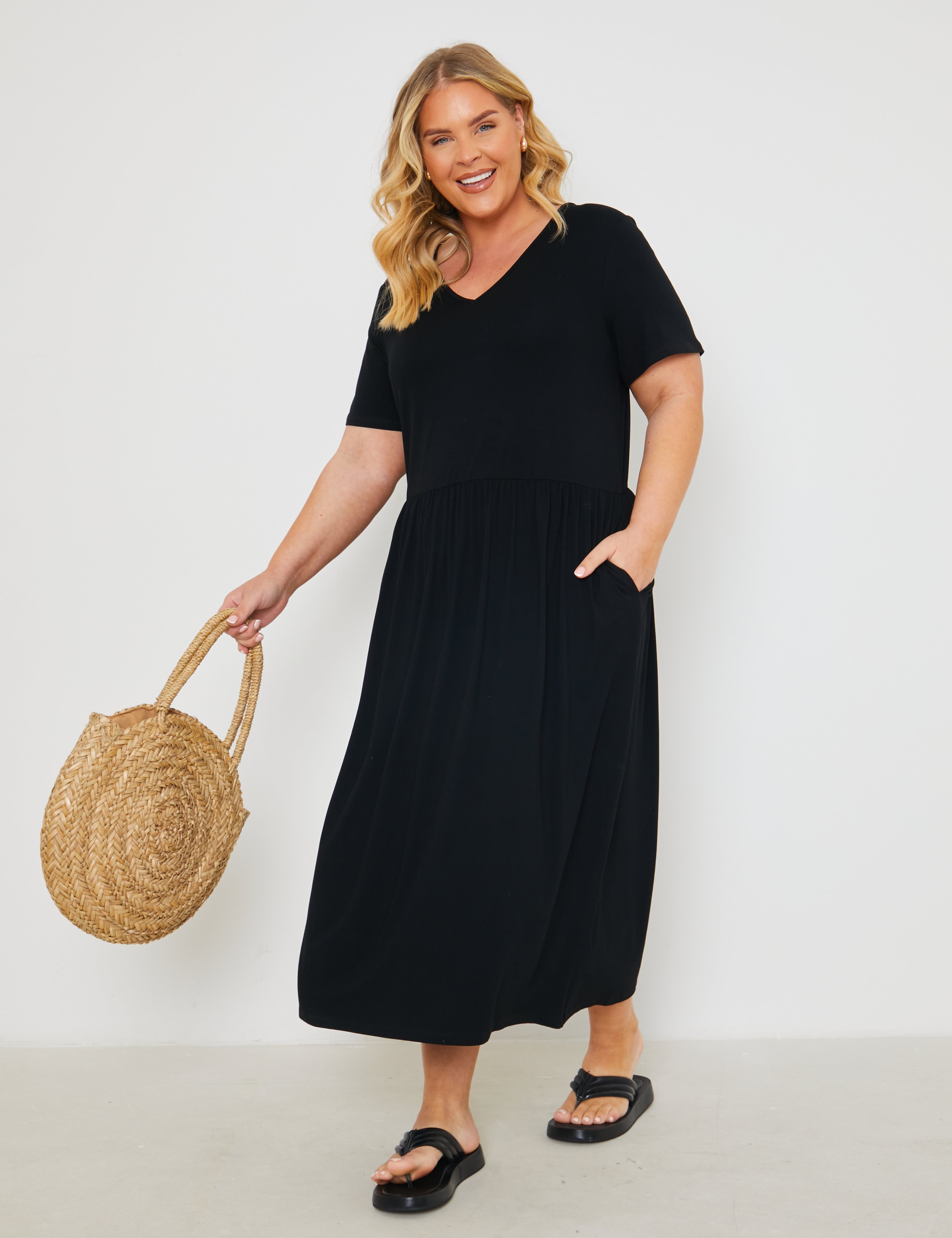 Jersey Midi Dress with Split