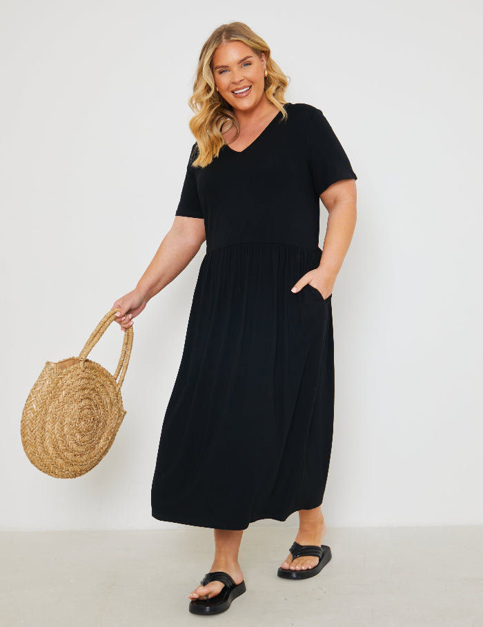 Jersey Midi Dress with Split
