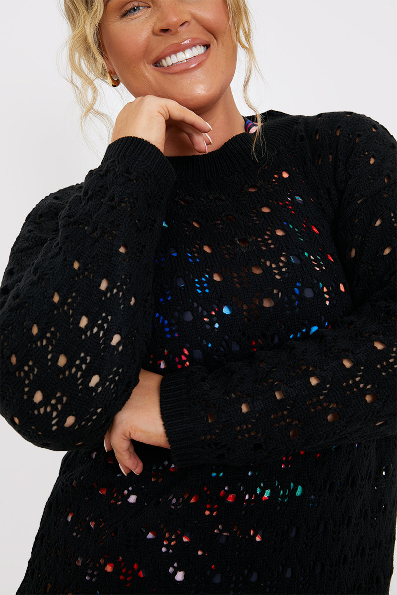 Crochet Flare Sleeve Mini Dress