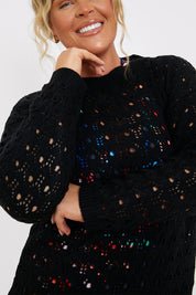 Crochet Flare Sleeve Mini Dress