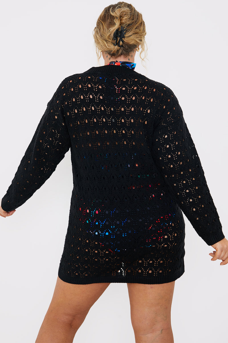 Crochet Flare Sleeve Mini Dress