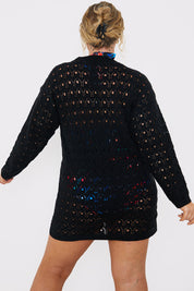 Crochet Flare Sleeve Mini Dress