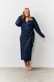 Sequin Knit Wrap Midaxi Dress