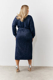 Sequin Knit Wrap Midaxi Dress