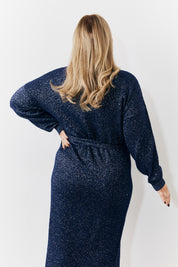 Sequin Knit Wrap Midaxi Dress