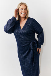 Sequin Knit Wrap Midaxi Dress