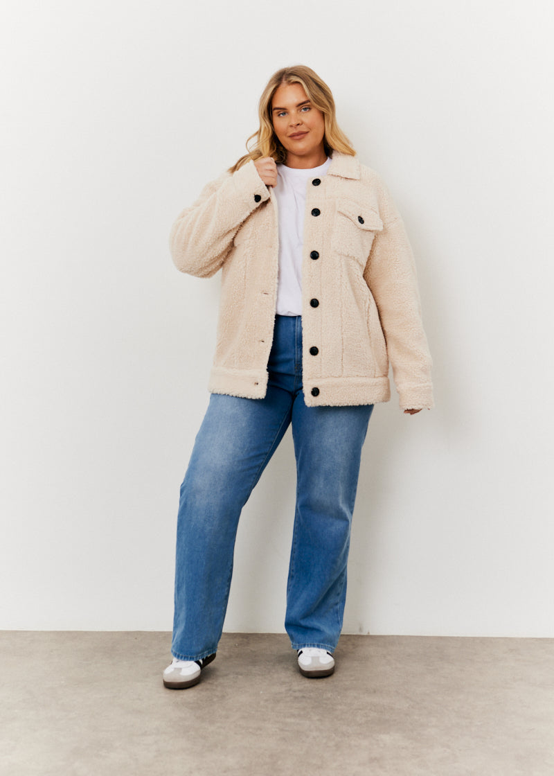 Button Through Borg Jacket with Pockets