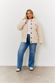 Button Through Borg Jacket with Pockets