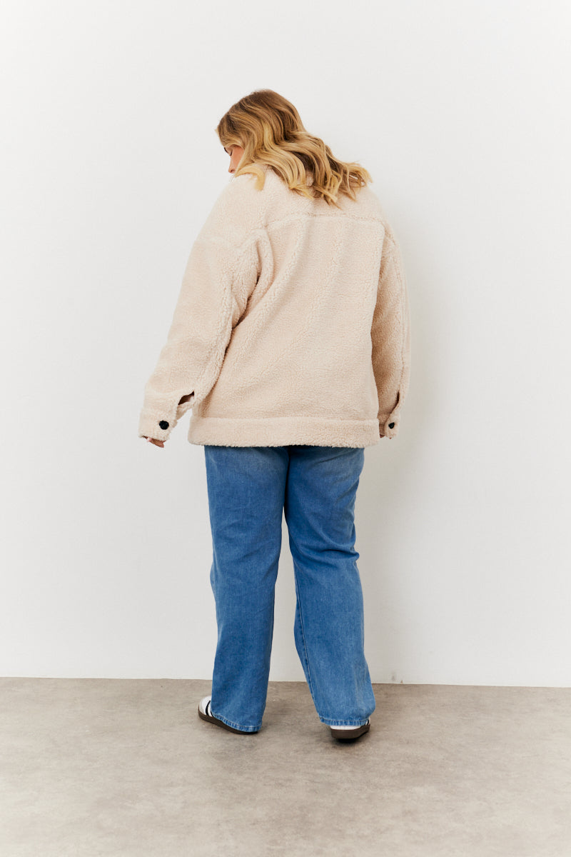 Button Through Borg Jacket with Pockets