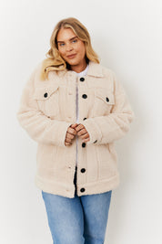 Button Through Borg Jacket with Pockets