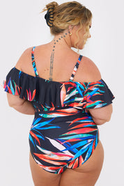 Control Ruched Detail Palm Print Bikini Bottom