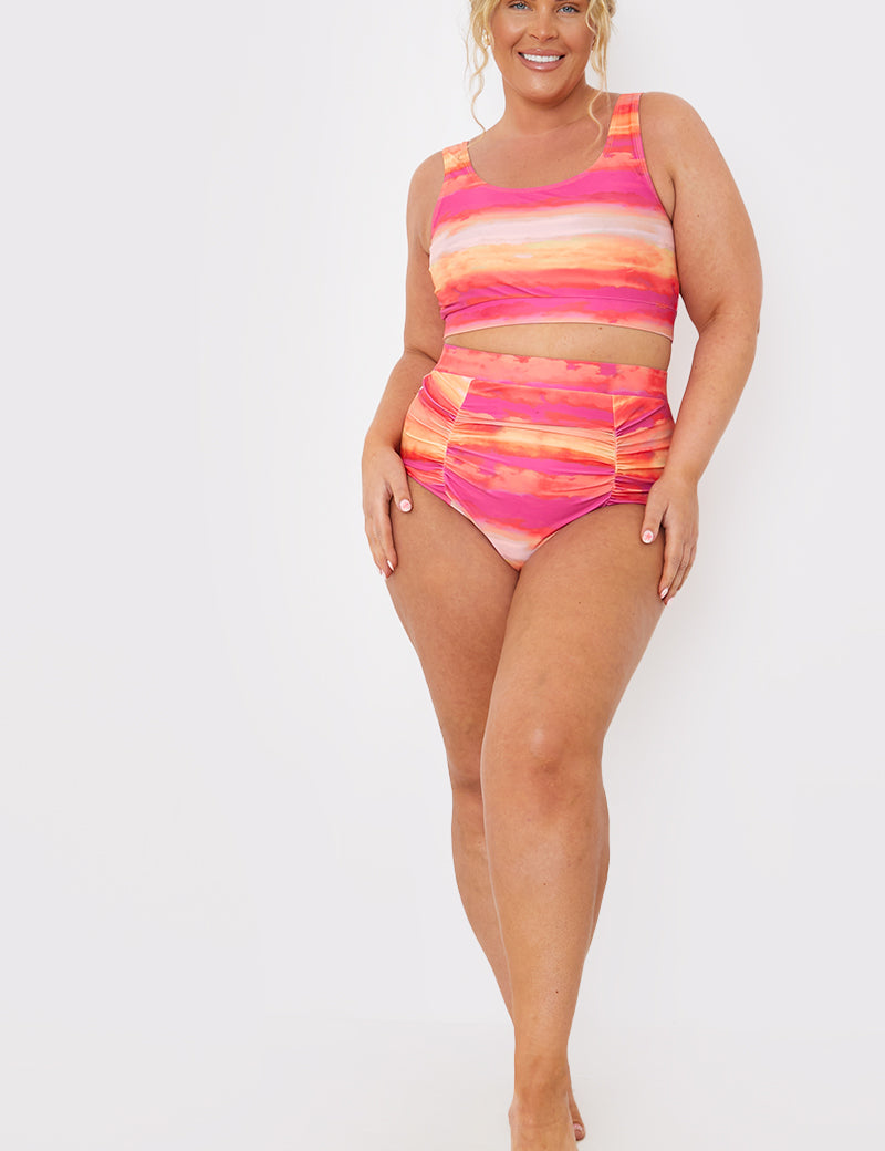 Control Ombre Print Ruched Bikini Bottoms