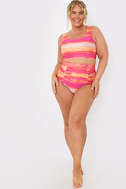 Control Ombre Print Ruched Bikini Bottoms
