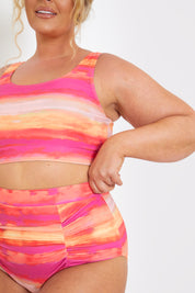 Control Ombre Print Ruched Bikini Bottoms