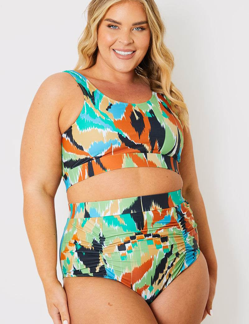 Abstract Print Scoop Neck Bikini Top - InTheStyle