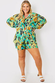 Abstract Printed Button Up Co-Ord Beach Shirt - InTheStyle