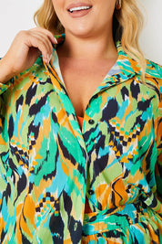 Abstract Printed Button Up Co-Ord Beach Shirt - InTheStyle