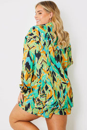 Abstract Printed Button Up Co-Ord Beach Shirt - InTheStyle