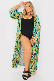 Abstract Print Tie Front Beach Kimono - InTheStyle