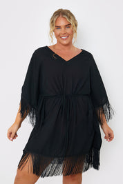 Fringe Tie Waist Beach Dress