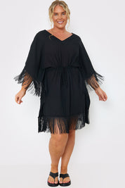 Fringe Tie Waist Beach Dress