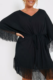 Fringe Tie Waist Beach Dress