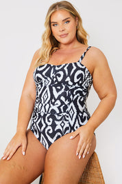 Control Print Twist Front Swimsuit
