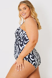 Control Print Twist Front Swimsuit