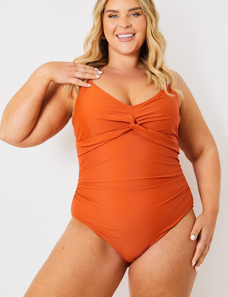 Control Twist Front Gold Bar Swimsuit