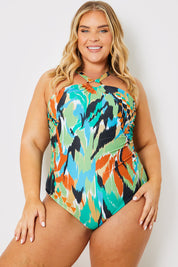 Control Ring Detail Halter Swimsuit