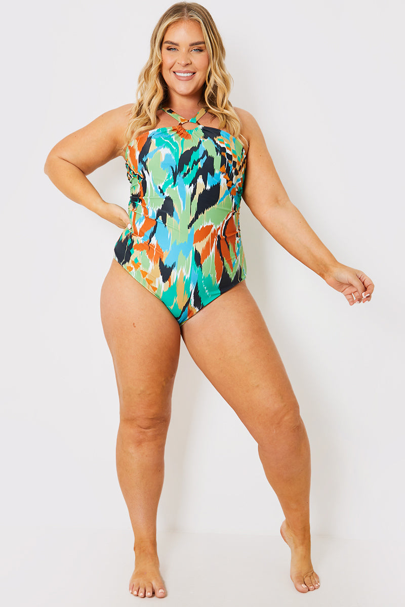 Control Ring Detail Halter Swimsuit