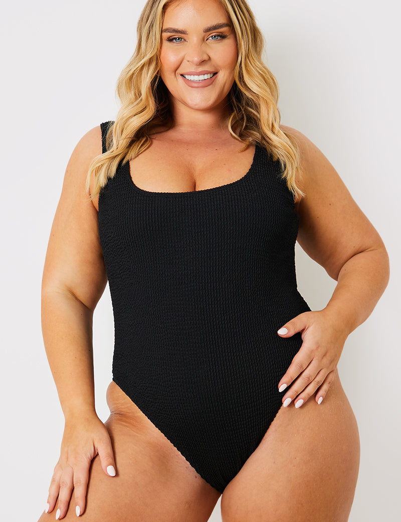 Crinkle Scoop Neck Swimsuit