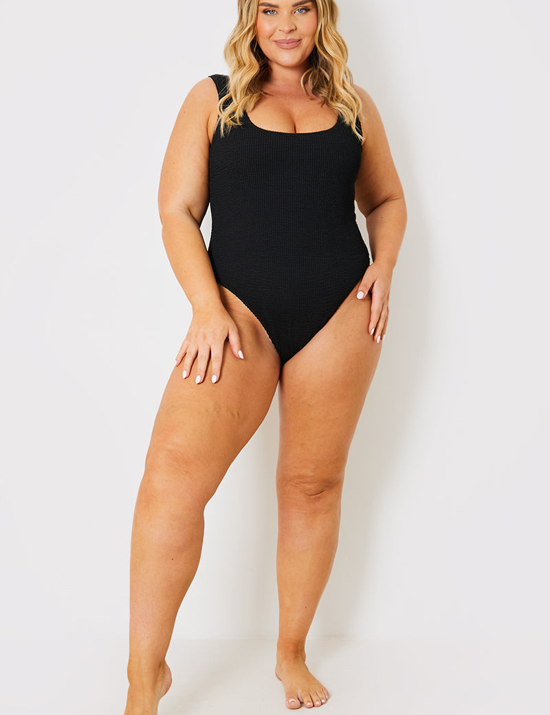 Crinkle Scoop Neck Swimsuit