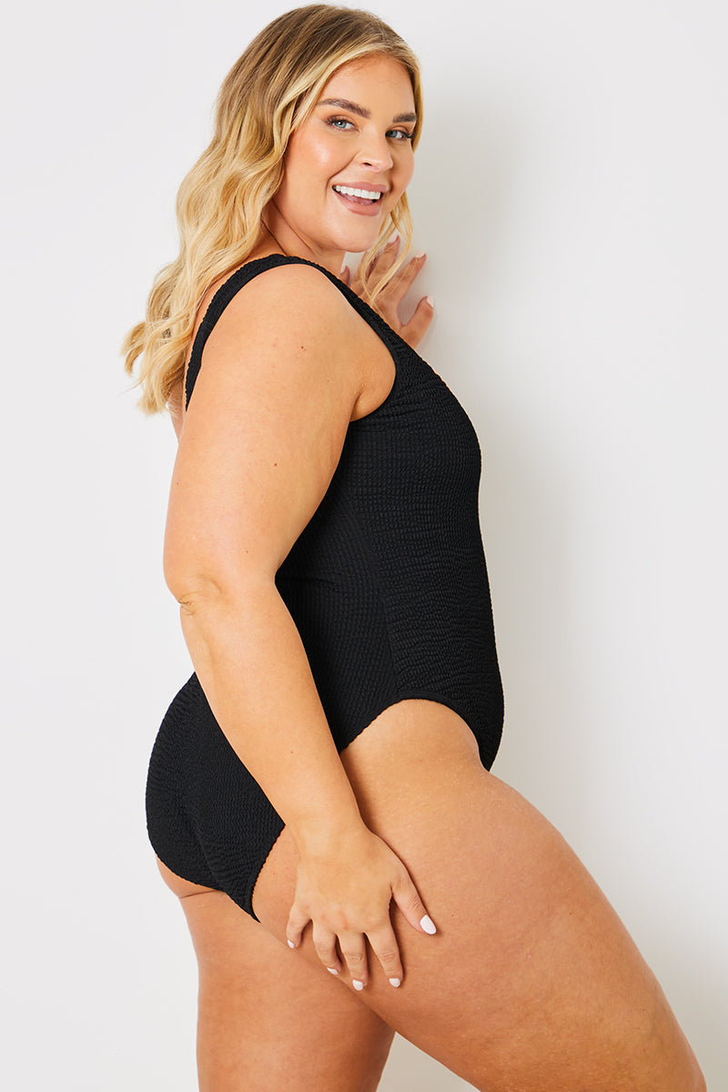 Crinkle Scoop Neck Swimsuit
