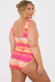 Control Ombre Scoop Neck Ruched Swimsuit