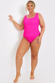 Control Crinkle Detail Scoop Neck Swimsuit