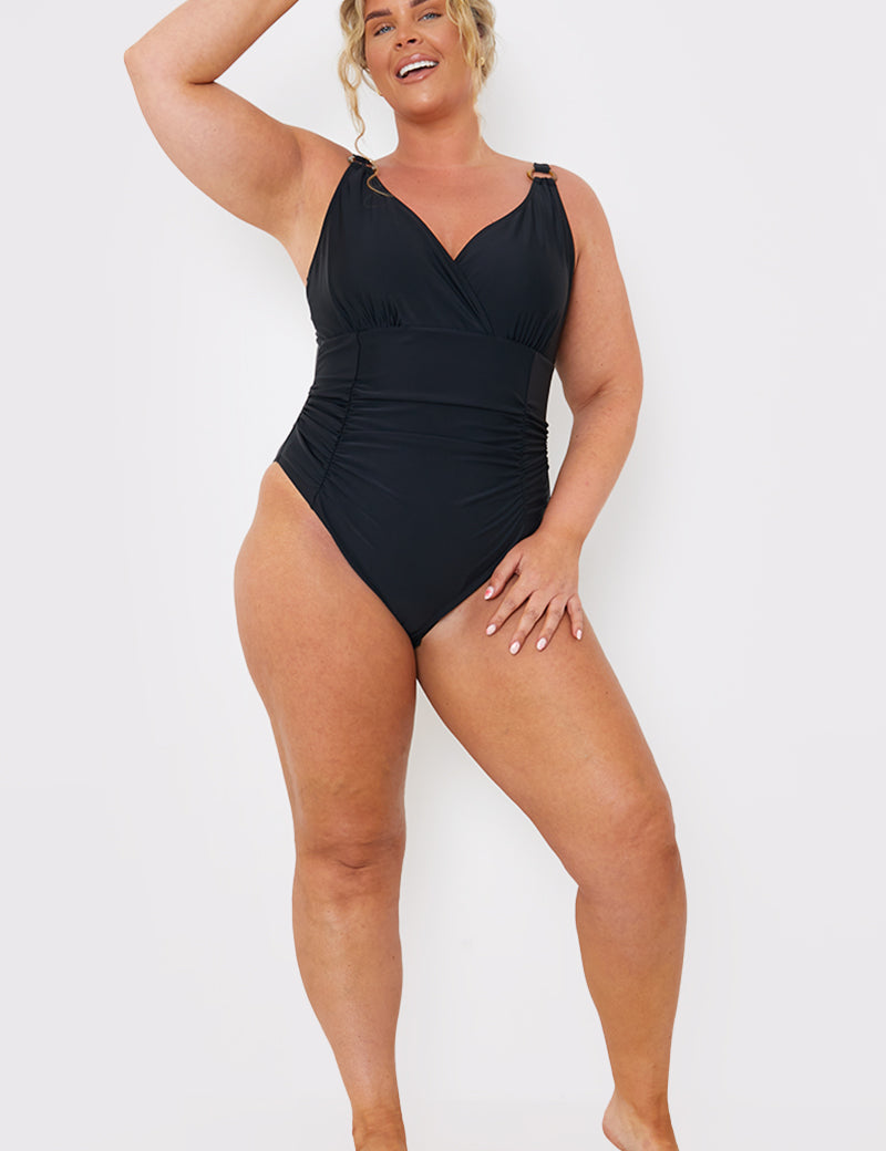Control Ring Detail Ruched Swimsuit
