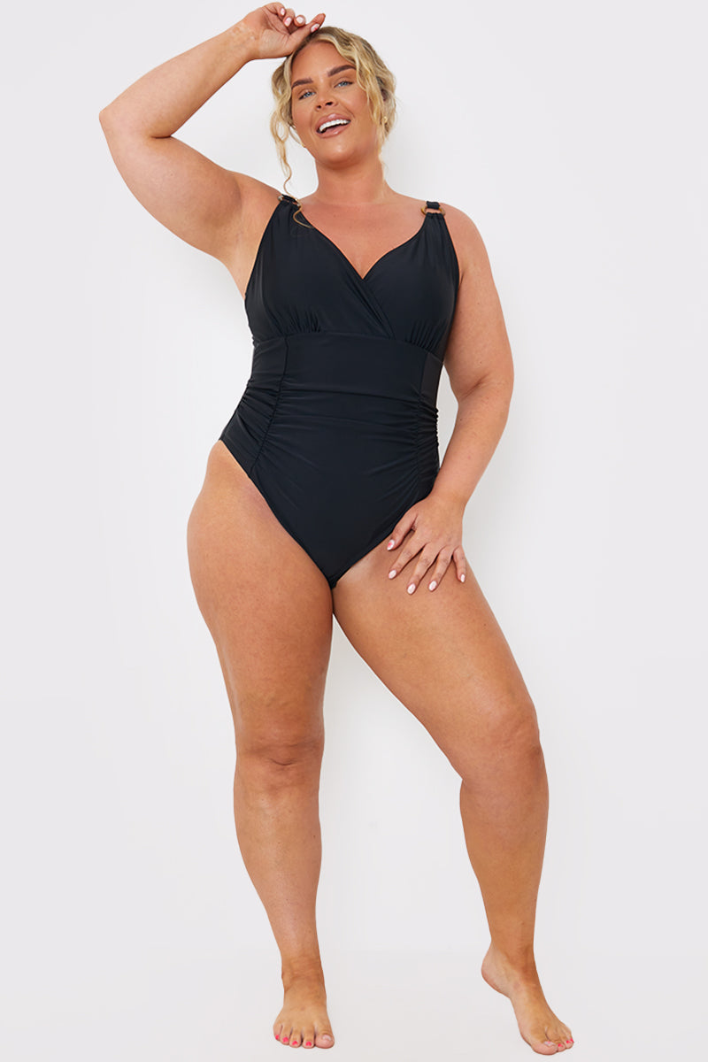 Control Ring Detail Ruched Swimsuit