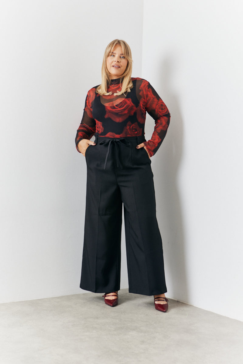 Mesh Printed Long Sleeve Top