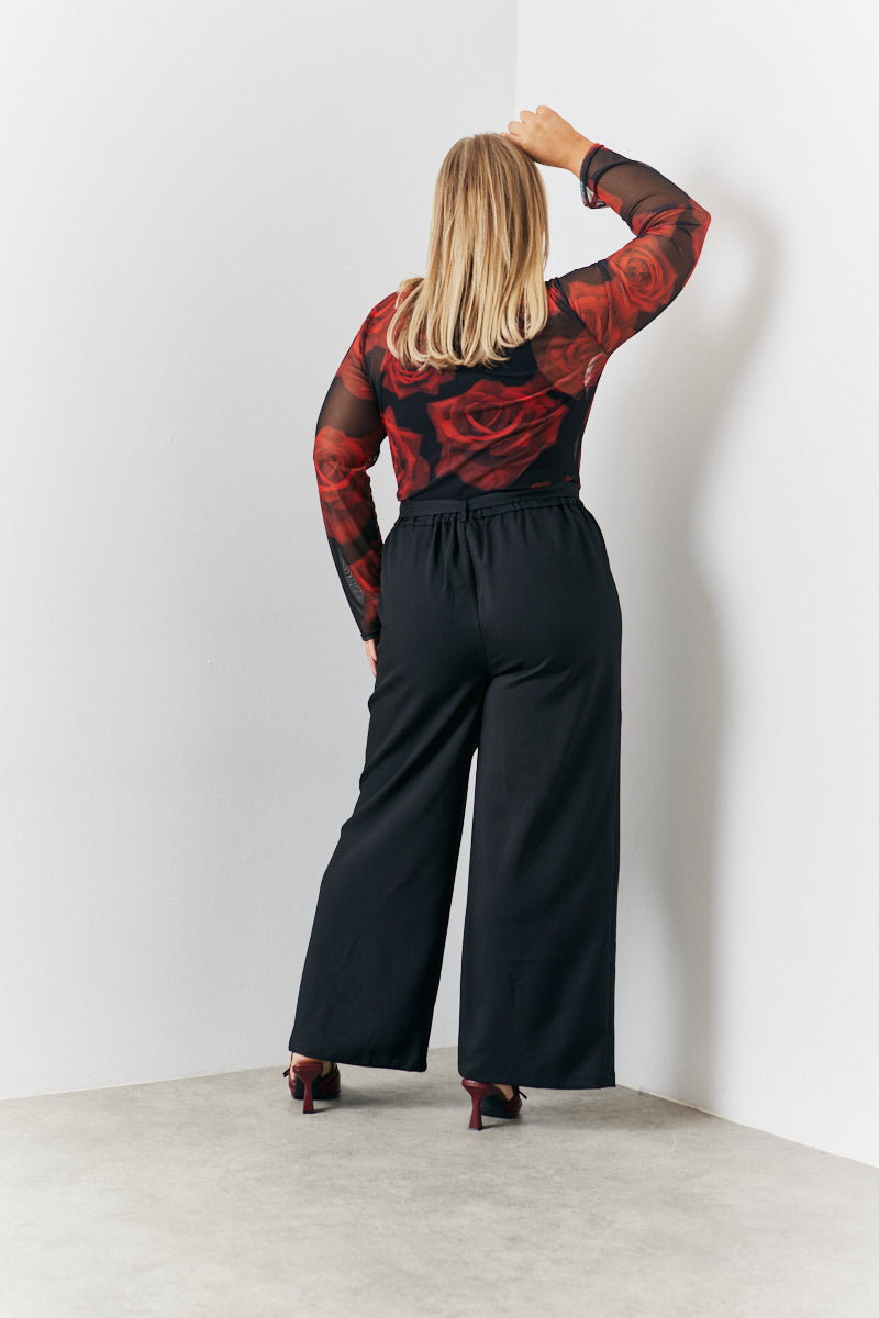 Mesh Printed Long Sleeve Top