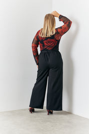 Mesh Printed Long Sleeve Top