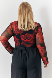 Mesh Printed Long Sleeve Top