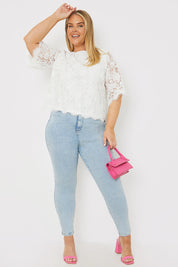 Lace Scallop Hem Top