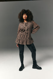 Pussybow Tiered Animal Print Blouse