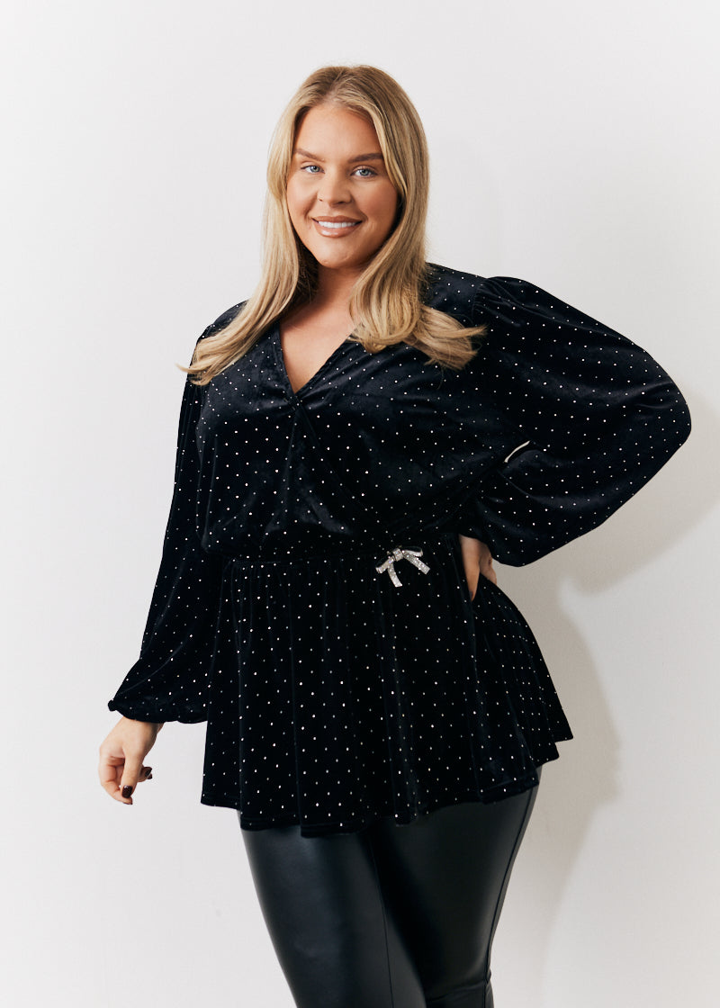 Studded Velvet Blouse