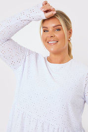 Crew Neck Long Sleeve Smock Top 