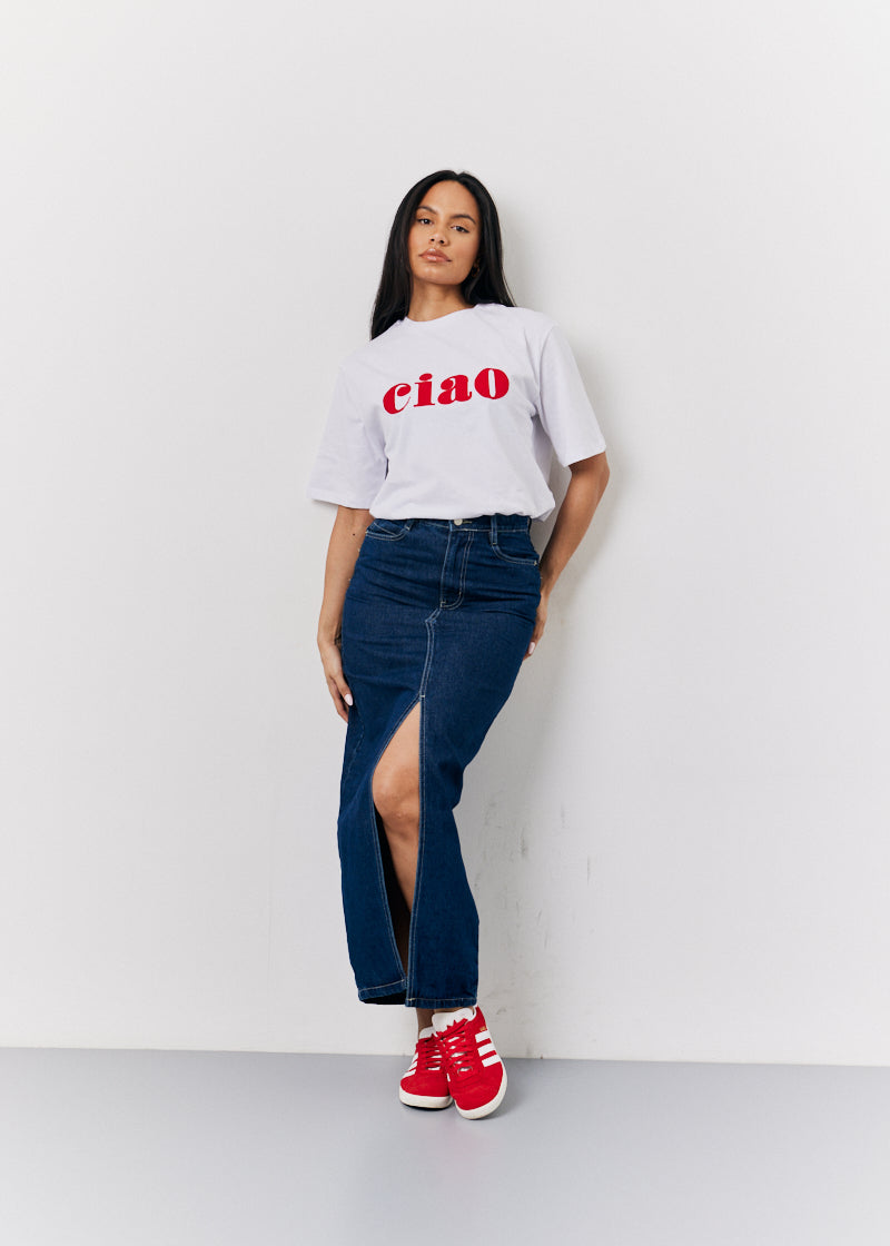 White Ciao Slogan T-Shirt