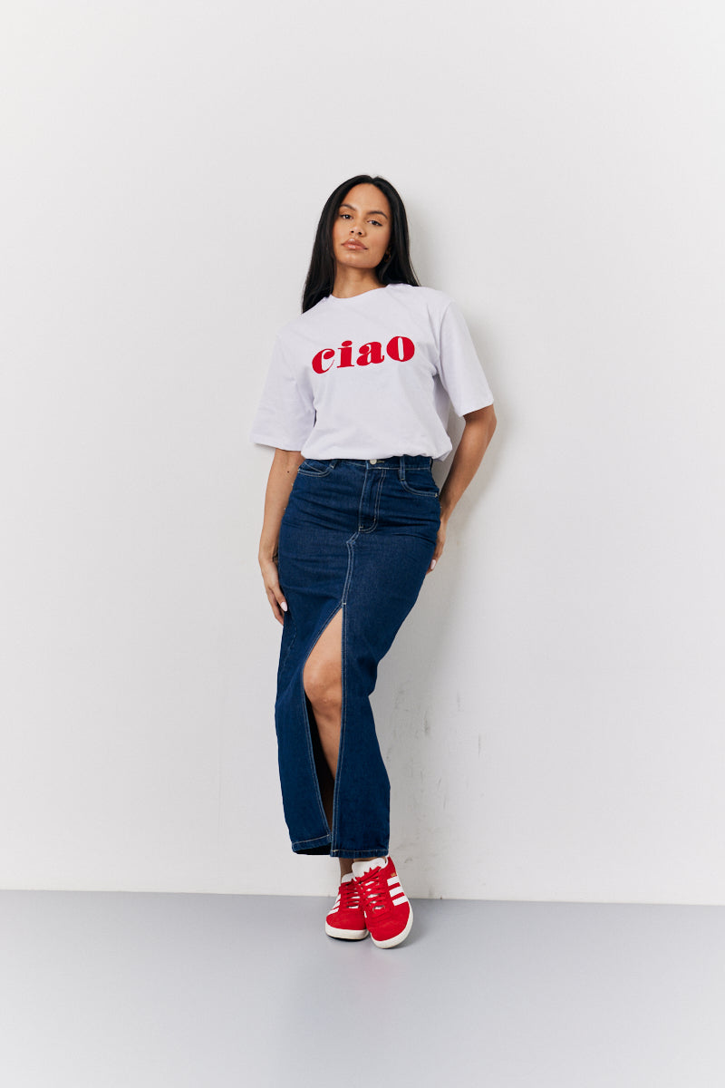 White Ciao Slogan T-Shirt