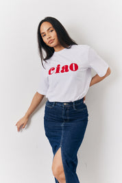 White Ciao Slogan T-Shirt