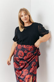 Jacquard Puff Sleeve Top
